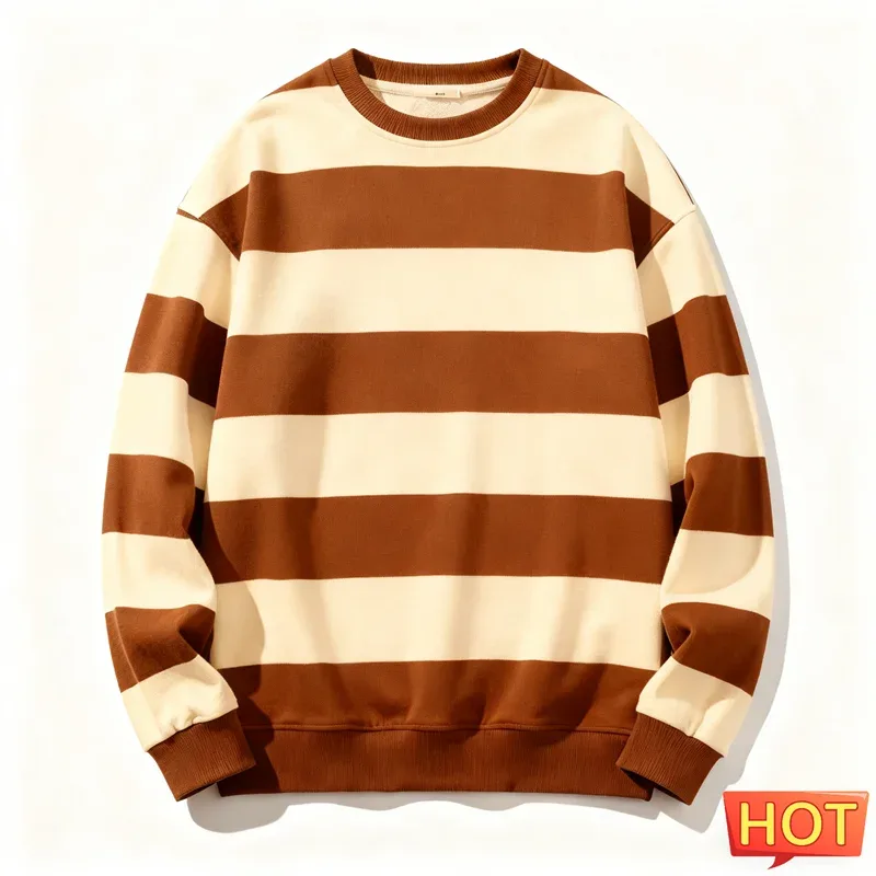 Retro Striped Graphic Sweatshirts For Men Simple Casual Long Sleeve 3D Printed Ugly Sweatshirt Loose Breathable O Neck Pullovers