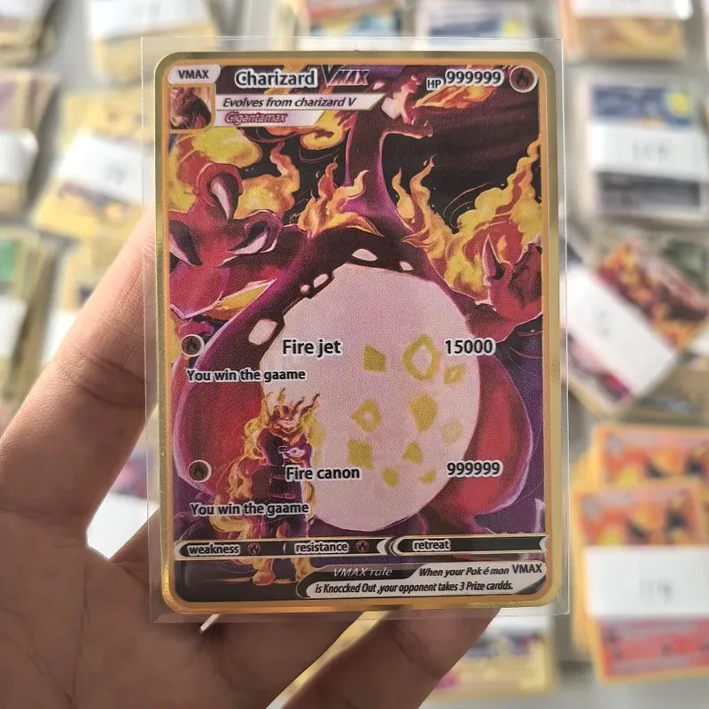 10000HP Charizard Vmax Pokemon Cards Metal English Card Arceus GX Vstar V Golden Limited Kids Gift Game Battle Collection Cards