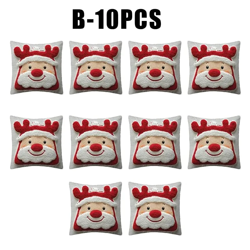 Christmas Character Cushion Cover Snowman Reindeer Digital Print on Stretch Fabric for Festive Home Decor