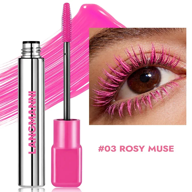 8 Colors Pink Mascara Thick Curling Waterproof Natural Eyelashes Long Lasting Blue White Green Black Eye Makeup Korean Cosmetics