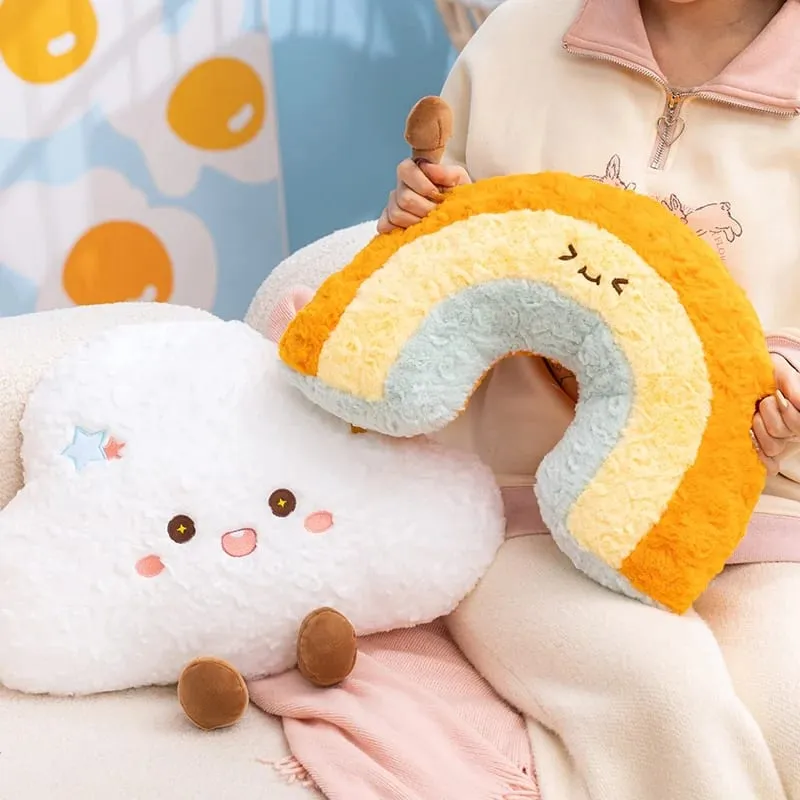 Cute Cartoon Rainbow Cloud Pillow Kawaii Stuffed Pillow Soft Filling Home Office Car Sleeping Pillow Backrest Good Gifts