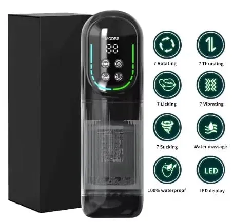 APP LED Automatic Male Masturbation Cup 7 Sucking Rotating Licking Thrusting Modes Stroker Sex Toys for Men Blowjob Simulator