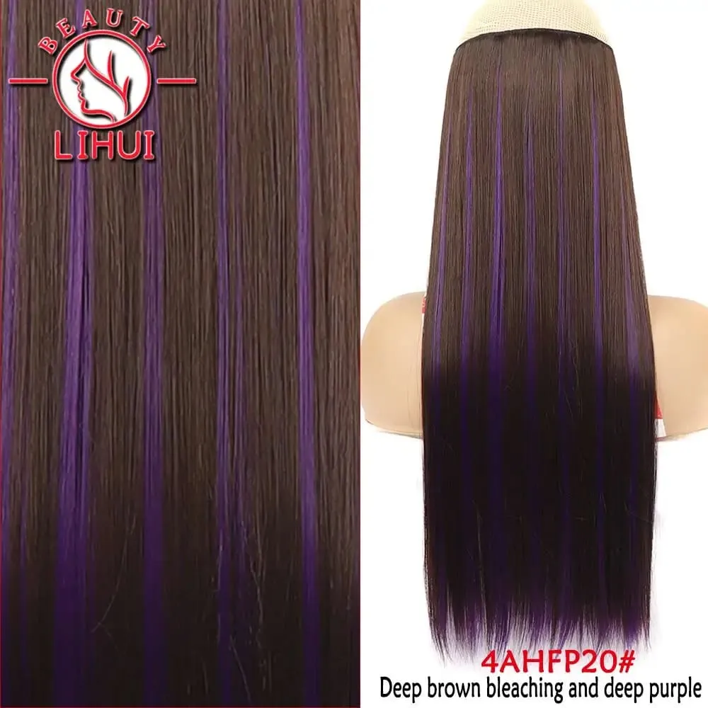 Synthetic Natural Synthetic Hair Extensions 5 Clip In Artificial Fake Ombre Blonde Brown Black Pink Straight False Hair Piece — image 47