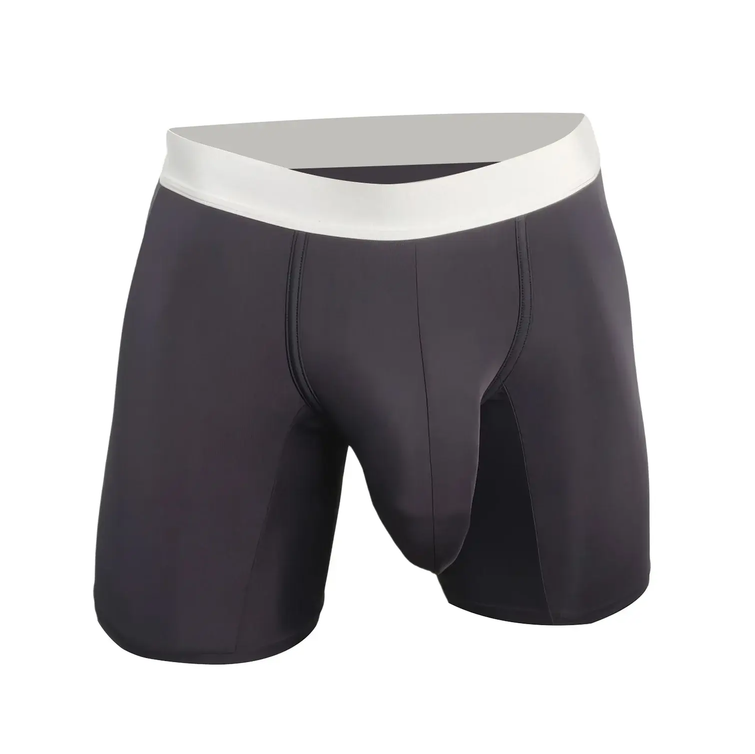Mens Cool Ice Silk Boxer Briefs Extra Deep Pouch Breathable Long Running Sport Gym Underwear Anti Chafe Free Soft Trunks