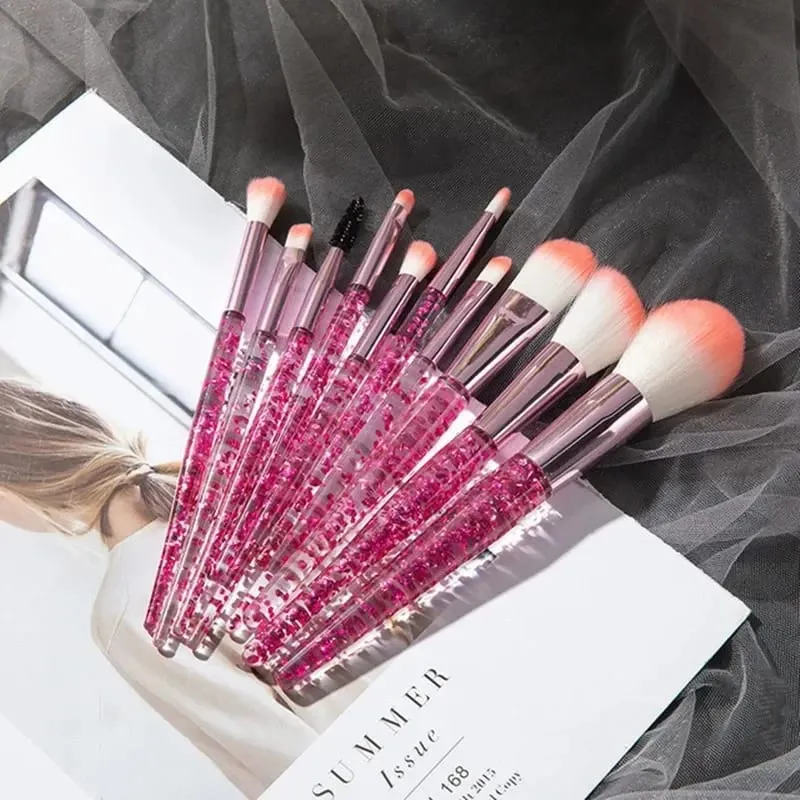 14-Piece Silver Professional Makeup Brush Set | Includes 2 Plush Velvet Puffs + 2 Blending Sponges | Vegan Cruelty-Free Brush Co