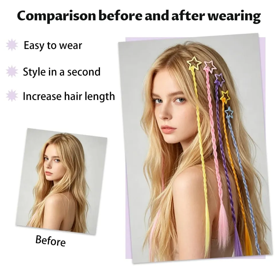 Synthesize 5PCS Colored Braided Hair Clips Ponytail Hair Accessories Suitable for Women and Girls' Daily Wear and Holiday Use
