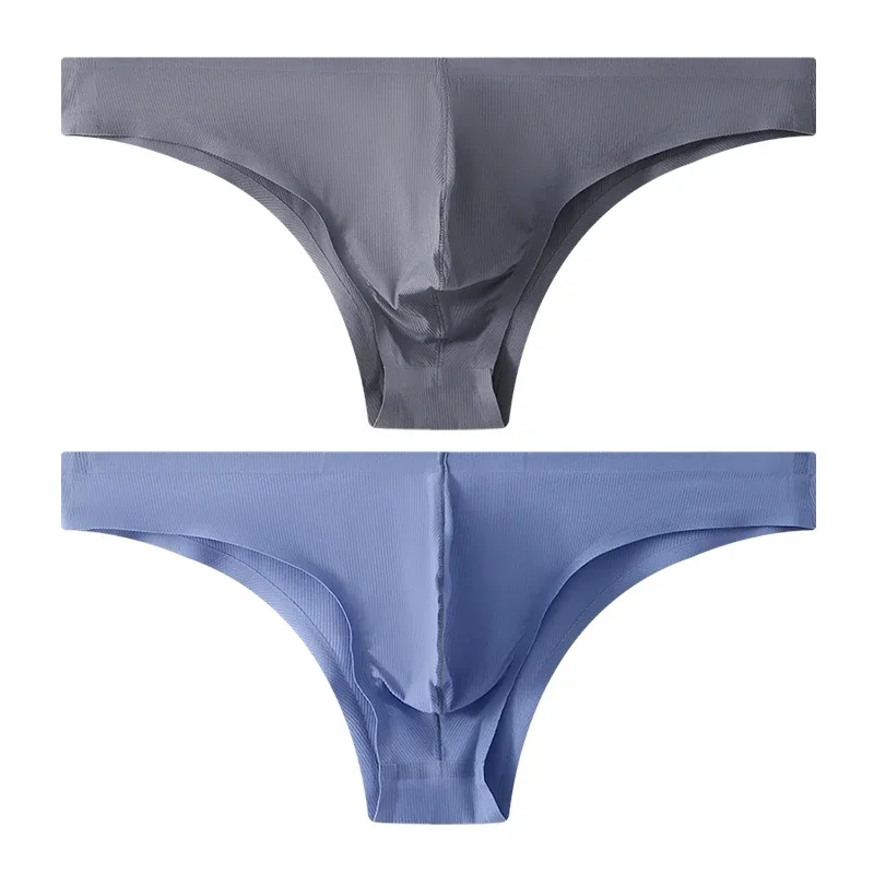 Sous-vêtements pour hommes, demi-hanche, petit Triangle, taille basse, Sexy, jeunes hommes, slip en soie glacée, sans couture, culotte d'été légère et respirante