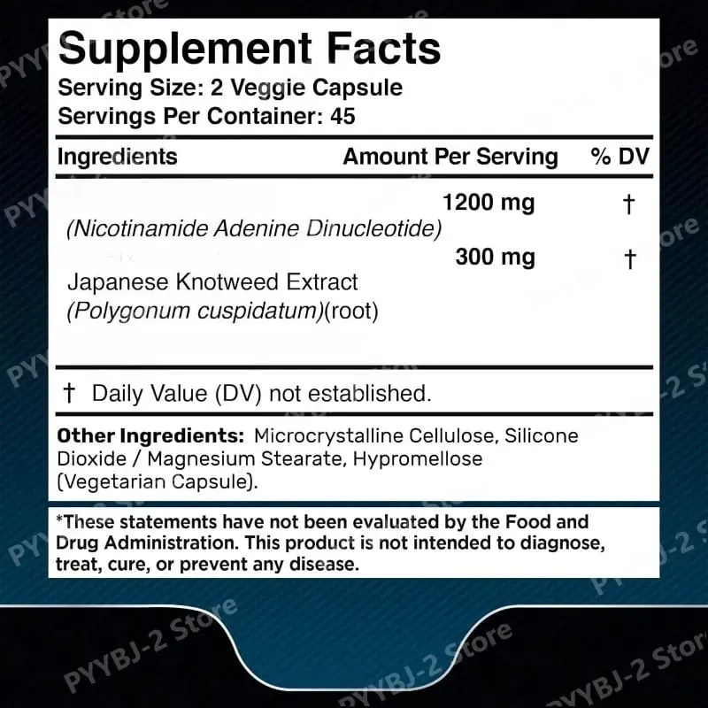 NAD+ Capsules with Resveratrol Herbal Antioxidant Supplement Support Cellular Health Energy & Anti Aging for Women Men 90pieces