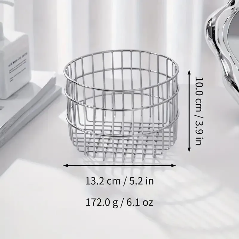 Stainless Steel Round Makeup Brushes Storage Basket Cosmetic Tools Organizer Multifunctional Perfume Lipstick Makeup Tool Holder