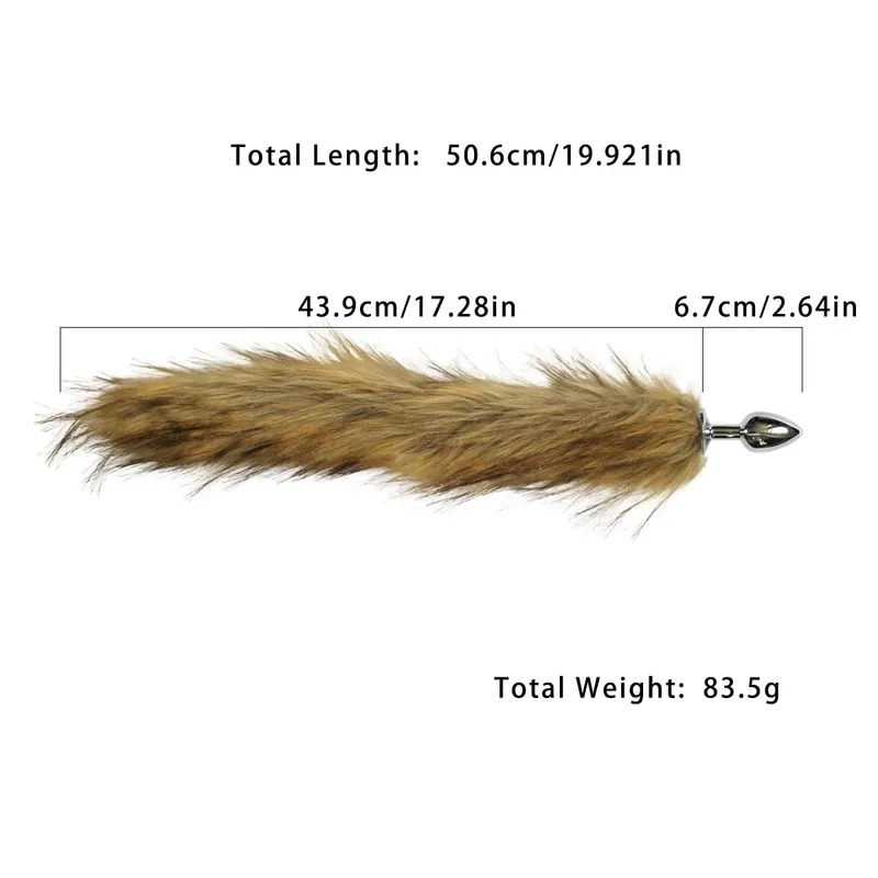 Metal Anal Plug with Long Fluffy Tail – Fox Tail Butt Plug for Cosplay Role Play BDSM Adult Toy