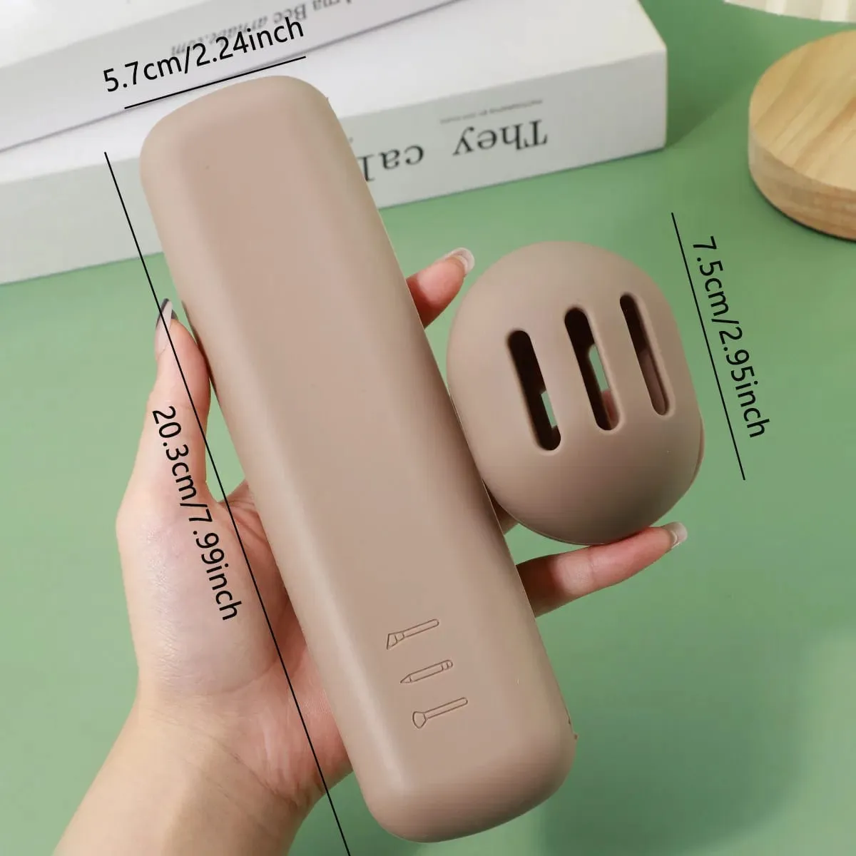 2PcsTravel Makeup Brush Holder Silicone Cosmetic Brushes Bag Makeup Sponge Case Portable Waterproof Makeup Tools for Women