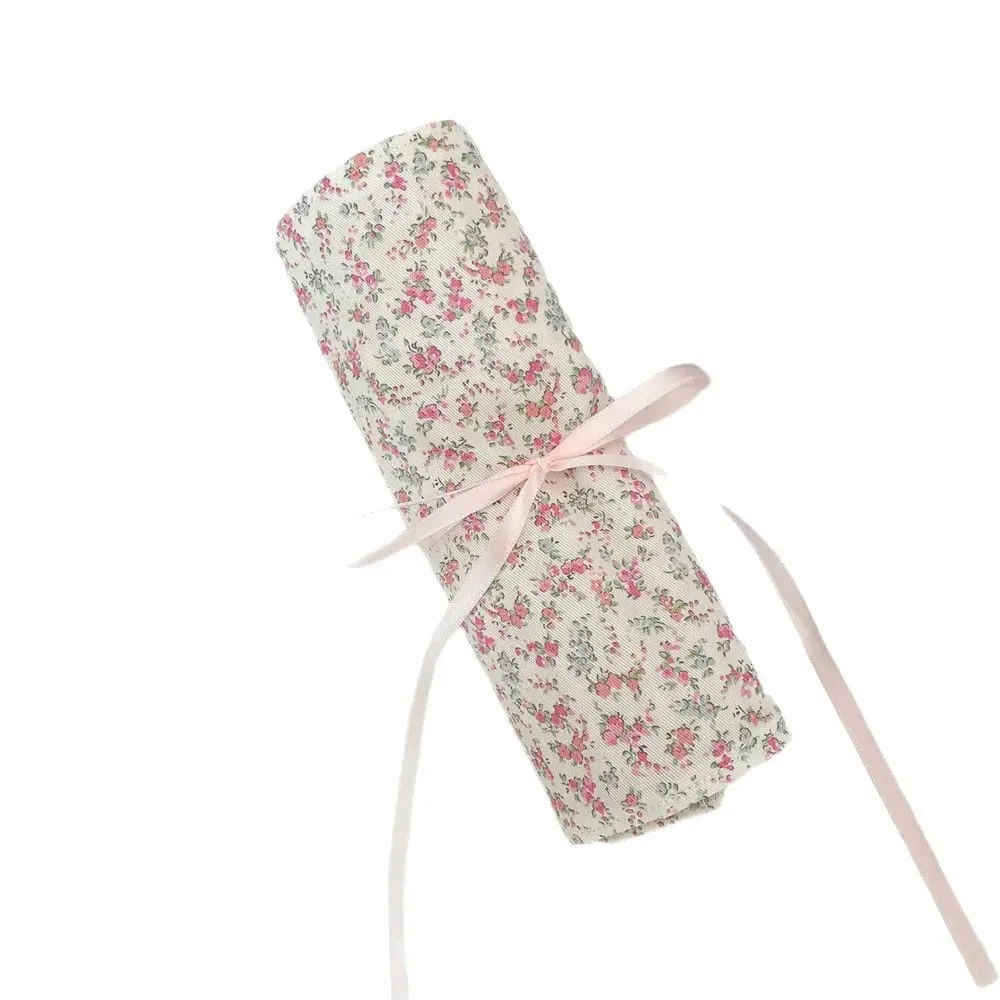 Fabric Floral Makeup Brush Storage Bag Large Portable Cosmetic Pouch for Eyeshadow Brushes & Eyebrow Pencils Desktop Organizer — image 6