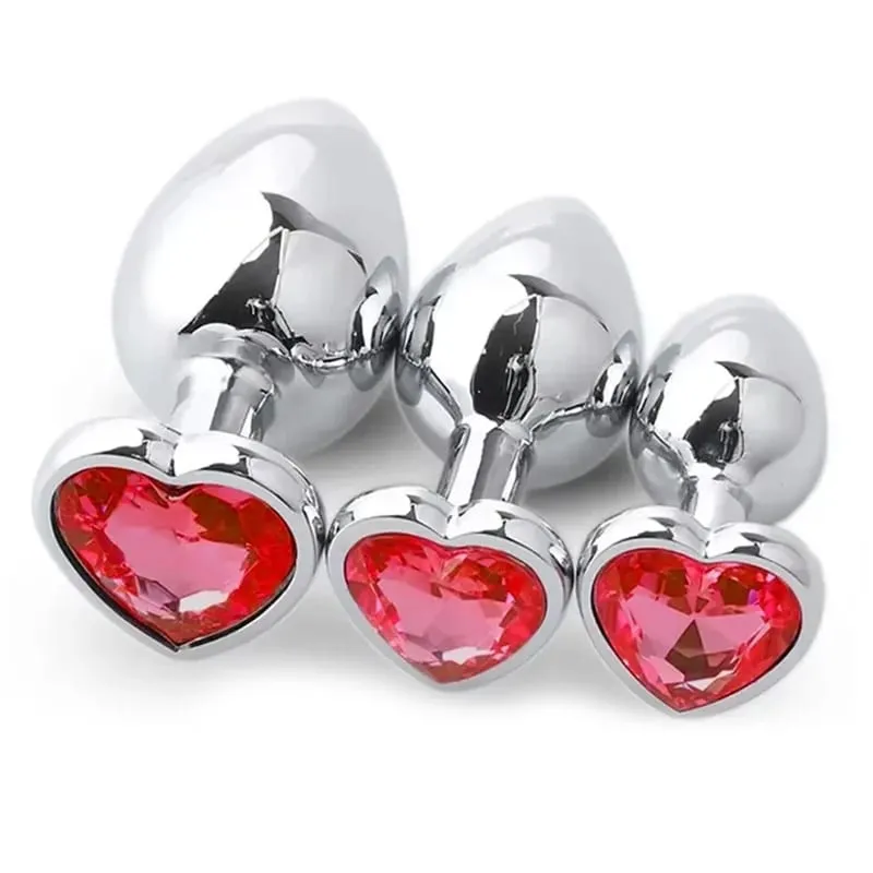 S/M/L Anal Plug Heart Metal Crystal Anal