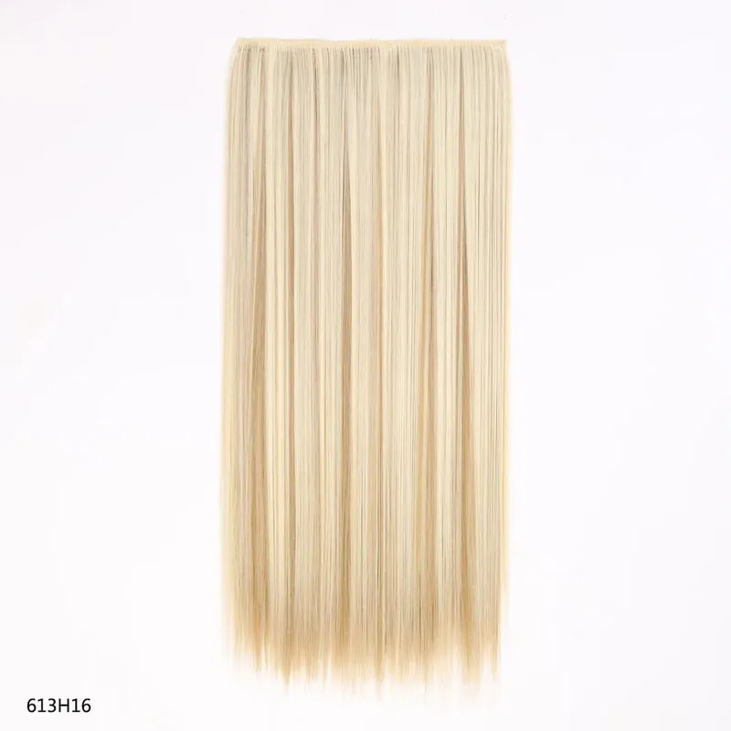 Long Straight Hair Clip In Hair Extension 5-Clips One Piece Natural Looking Synthetic Hairpiece for Women Ladies Daily Use