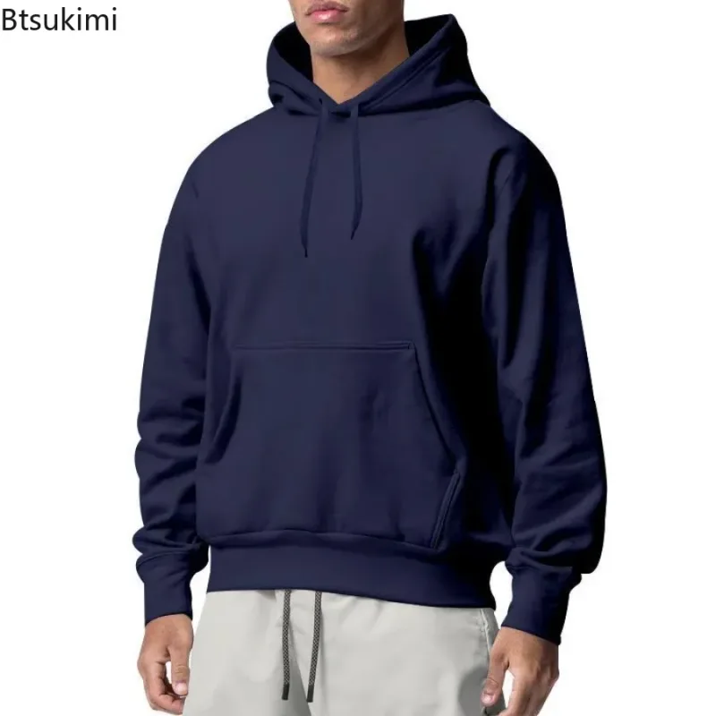 2026 New Men's Fashion Harajuku Hooded Sweatshirts Casual All-match Pullovers Male Streetwear Autumn Winter Fleece Warm Hoodies