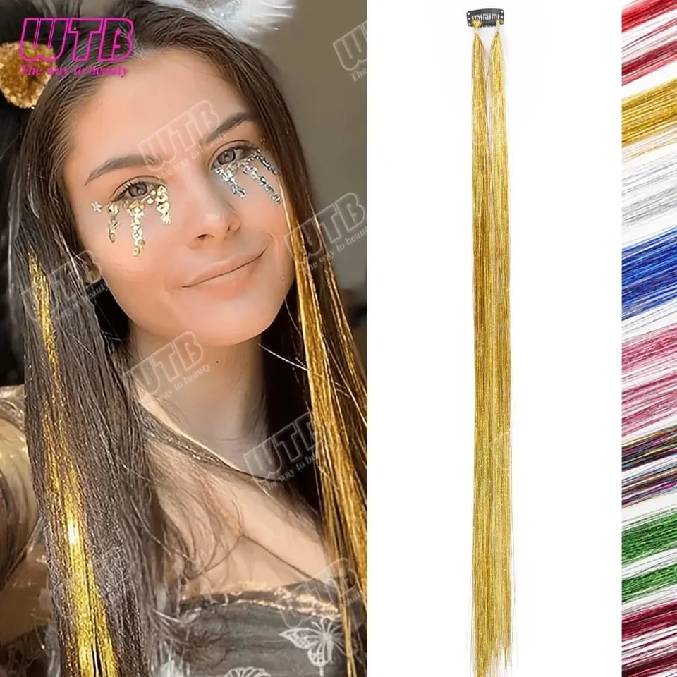 Multi-Color Glitter Synthetic Hair Extension Wig BB Clip Style Suitable for Women and Girls to Wear During Holidays and Events — image 10
