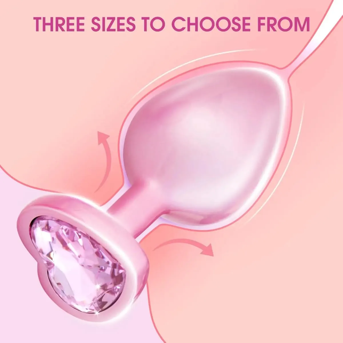 Crystal Diamond Heart Base Metal Butt Plug 3 Sizes Anal Plug Anal Trainer for Beginners Unisex Prostate Massage Adult Sex Toys