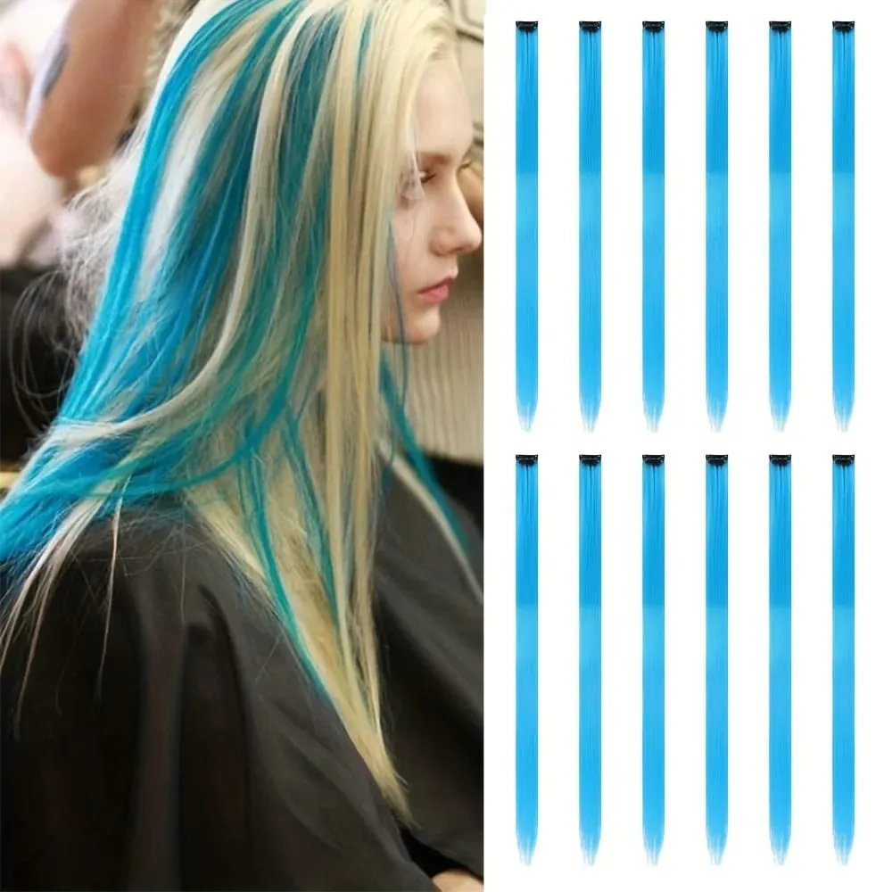 12Pcs Clip In Hair Extensions 22 Inch Synthetic Color Extensions Women's Exclusive Long Straight Style Multiple Colors Available