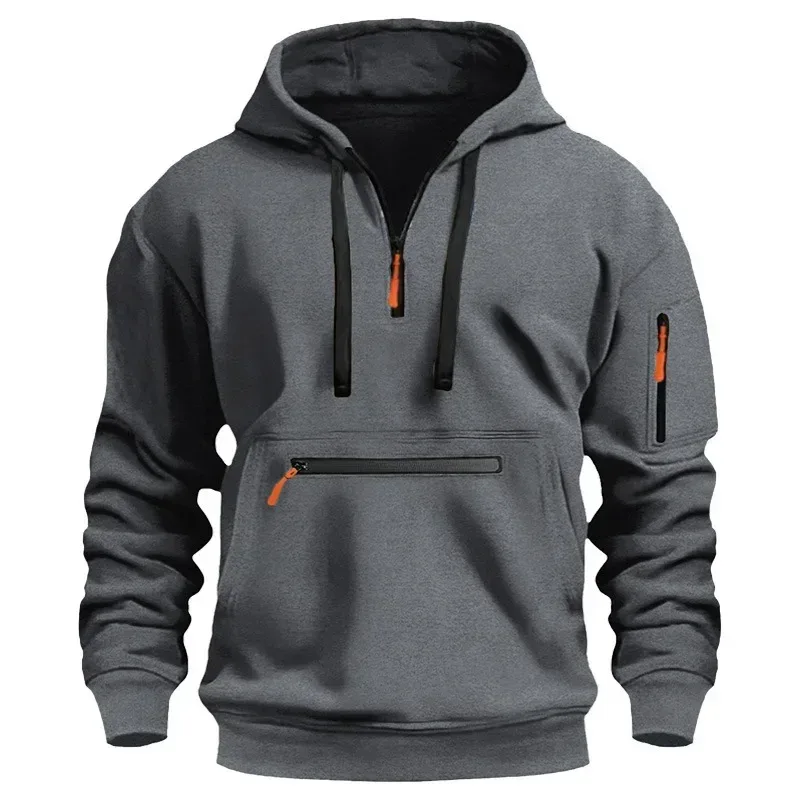 2025 New Men's Hoodies Winter Hooded Shirt Wear Fleece Multi Pocket Fashion Tops Hoody Loose Oversized Pullover Man Clothing