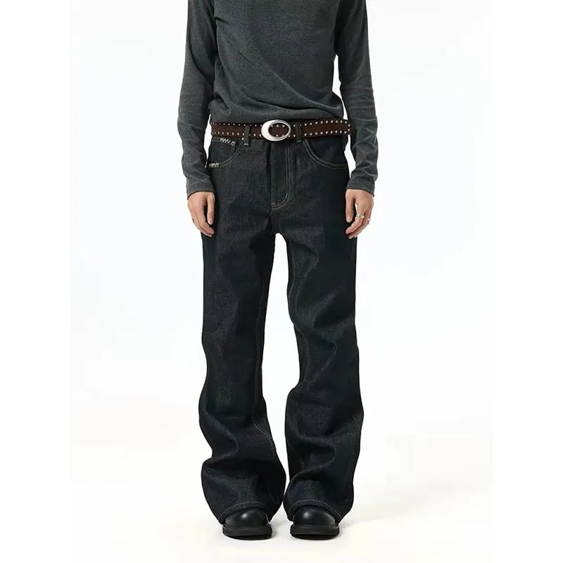 American Retro Distressed Washed Man's Jeans Solid Color Versatile Full Length Straight-leg Pants 2026 Summer New