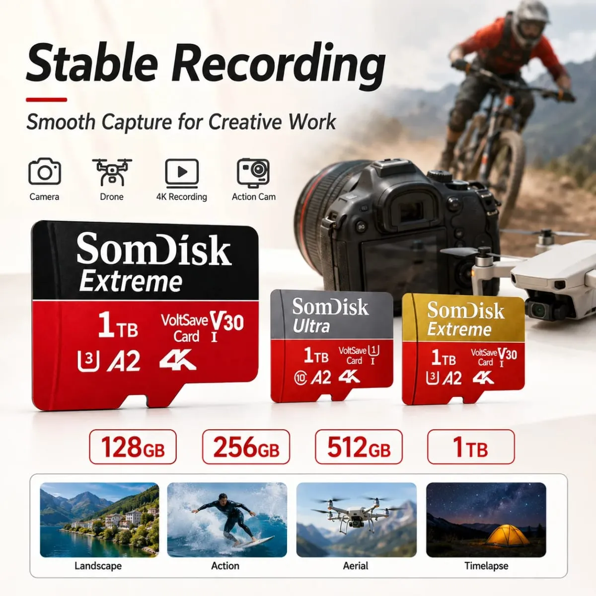 Durable Micro TF/SD Card 64GB 128GB 256GB 512GB Fast Transfer SD Memory Card USB Flash Memory Card for Mobile Phones/PC/Laptop — image 3
