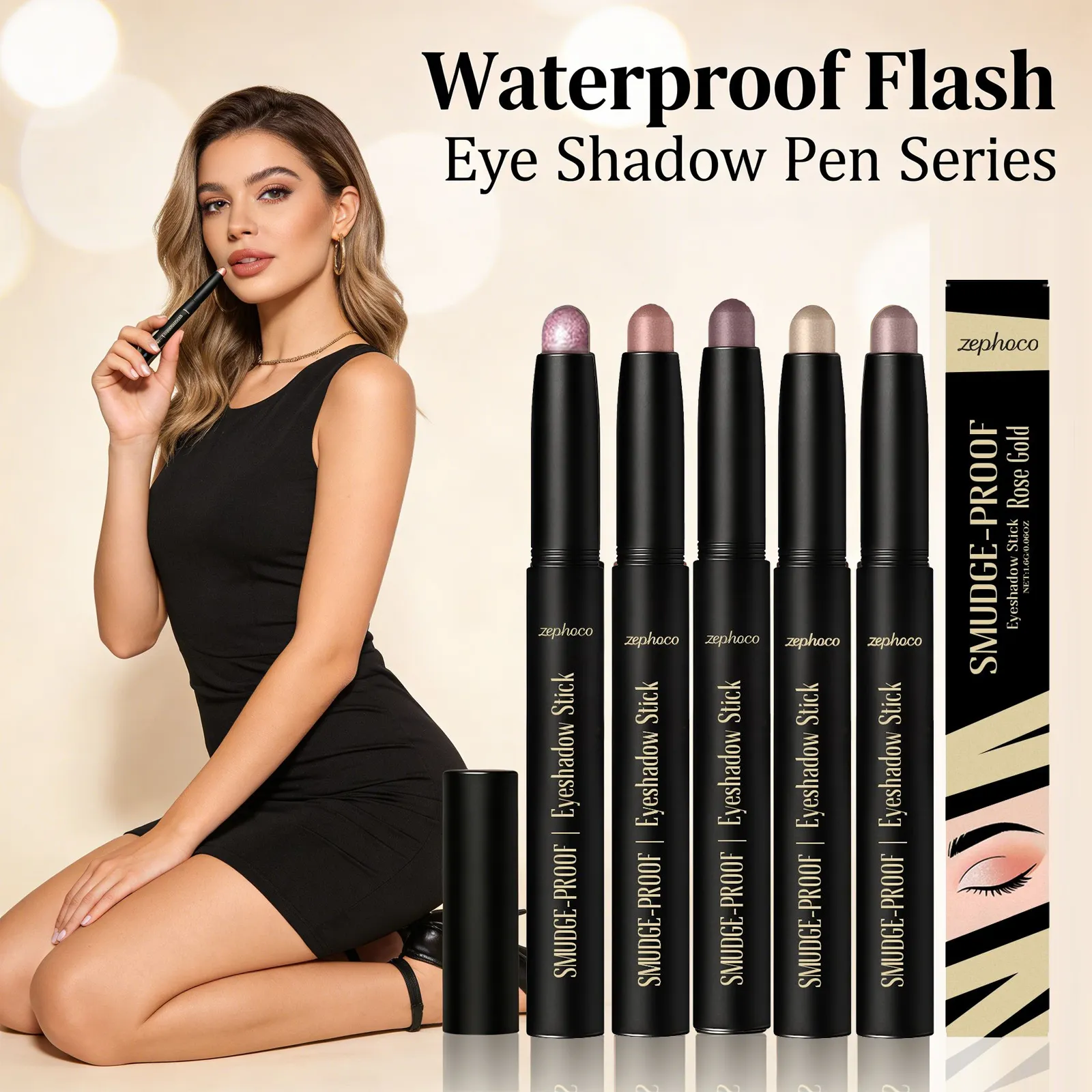 Multi-Color Shimmer Eyeshadow Stick Set: Creamy Smooth High Pigment Long-Lasting Glitter Eye Makeup for Beginners & Daily Looks — image 1