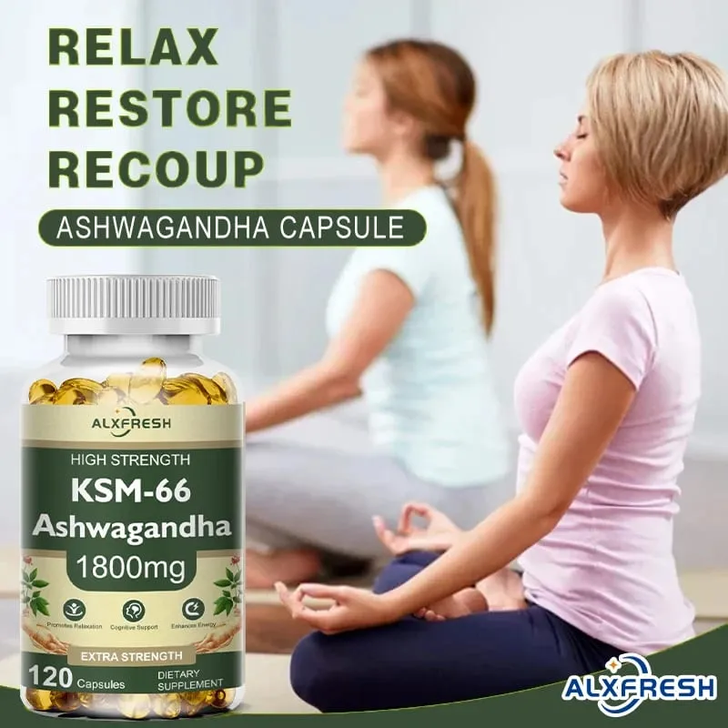 Ashwagandha Capsules For Reduce Stress Anxiety Boost Energy Combat Fatigue Enhance Endurance Improve Sleep Quality Cognitive