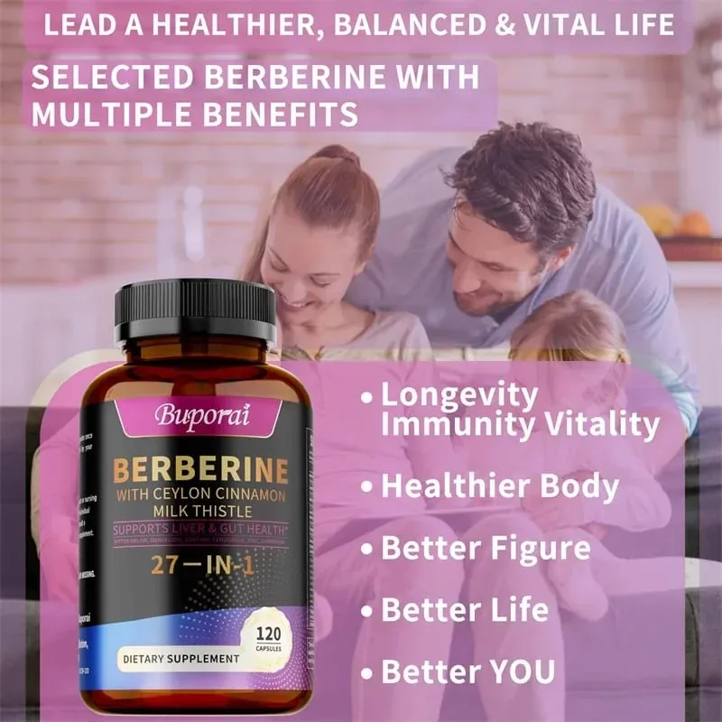 Berberine Ceylon Cinnamon Milk Thistle Supplements - Promotes Liver and Digestive Health Supports Cellular Energy and Repair