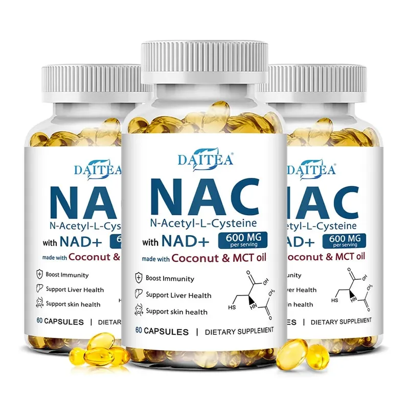 N-Acetyl Cysteine NAC Supplement with NAD+ Antioxidant Support Support Liver Health Skin Health Gluten Free 120 Capsules