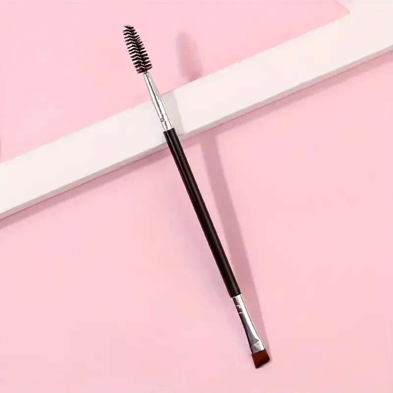 Neuer großer 2-in-1-Doppelpinsel für Augenbrauen und Eyeliner – Spiralmischung für abgeschrägtes Augenbrauenpuder und schwarzer Applikator für flache Augen