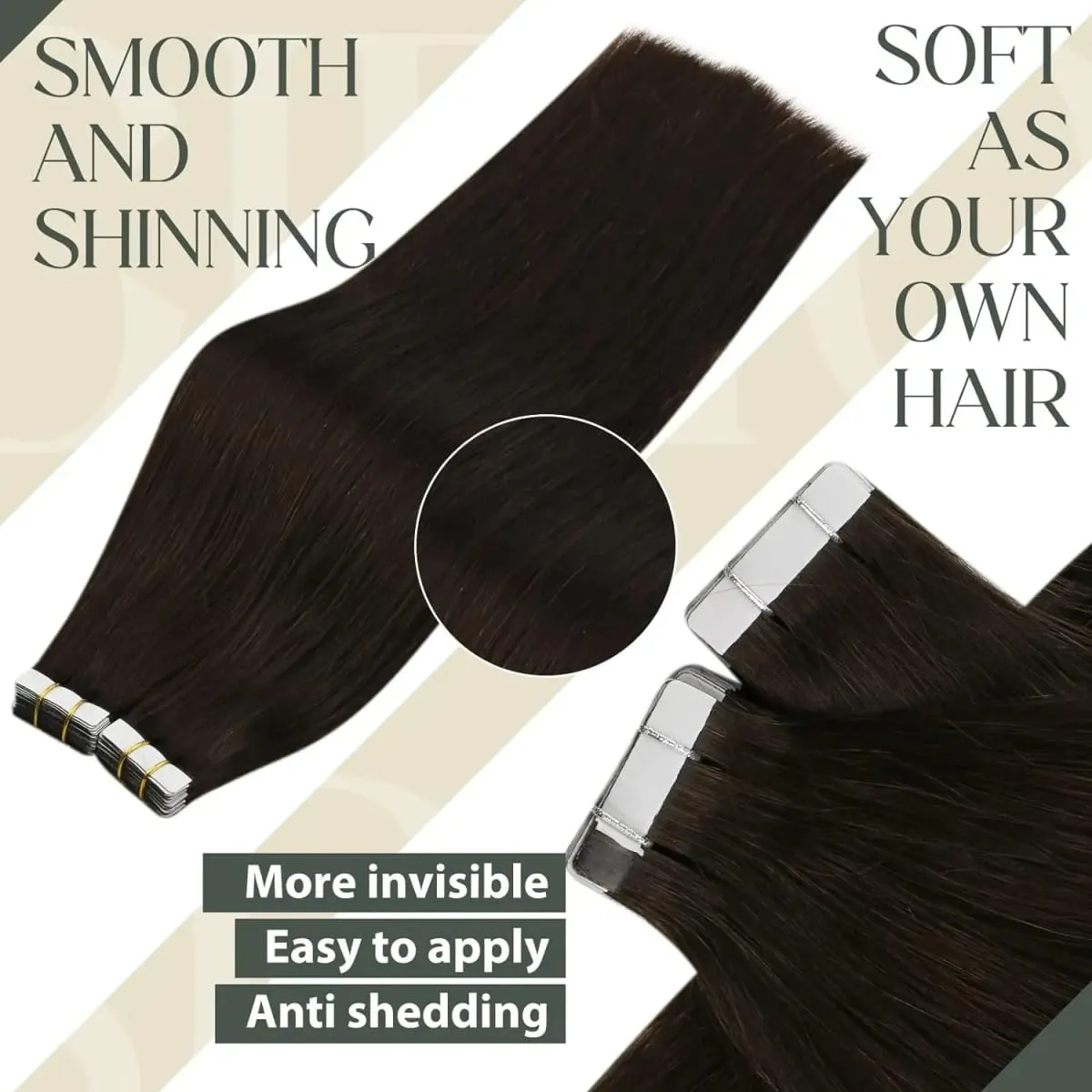 Tape in Hair Extensions Human Hair Seamless Tape in Hair Extensions Invisible Tape ins Virgin Remy Human Hair 50g/pack