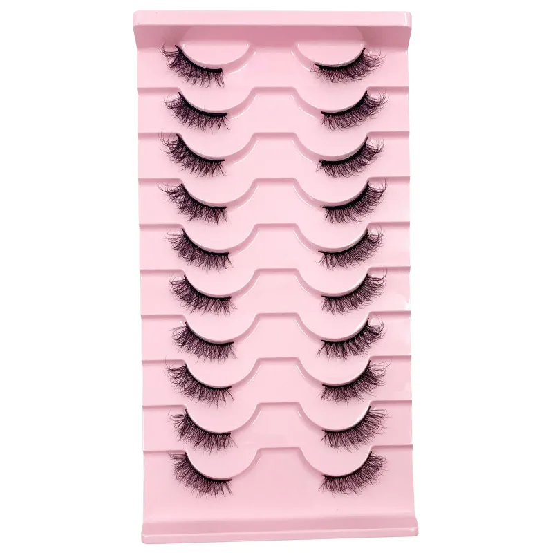 3D Cat Eye Lashes Half Eyelashes 10Pairs Half Lashes Natural Clear Stem False Eyelash Extension Makeup Faux Cils maquiag