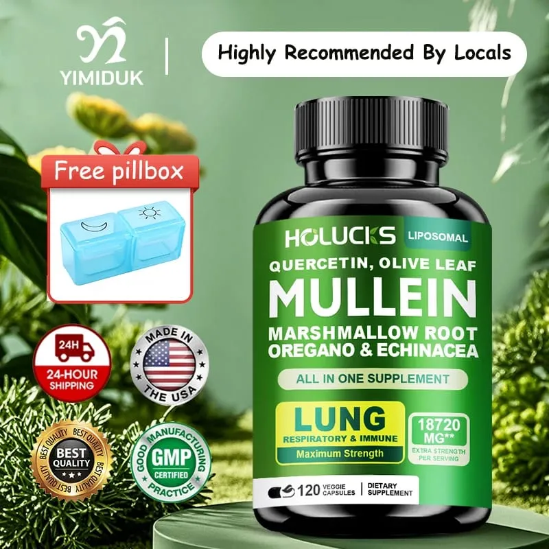 Premium Mullein Leaf Extract Capsules with Vitamin C Support Expectorant Soothes Airways & Reduces Irritation Lung Health