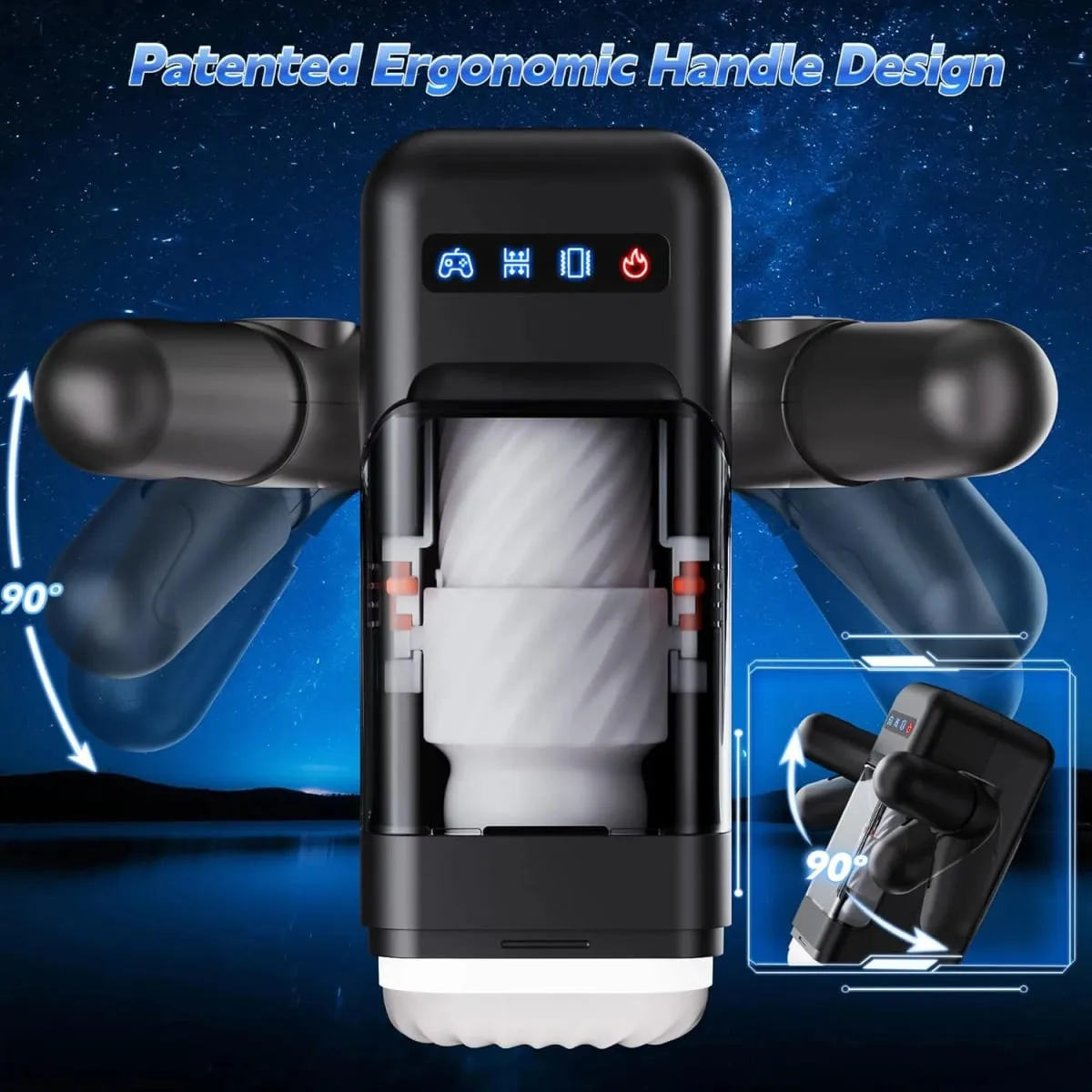 Automatic Male Masturbator Sex Toy Pocket Pussy Thrusting Handle Blowjob Machine Stroker Adjustable Phone Holder Men Pleasure