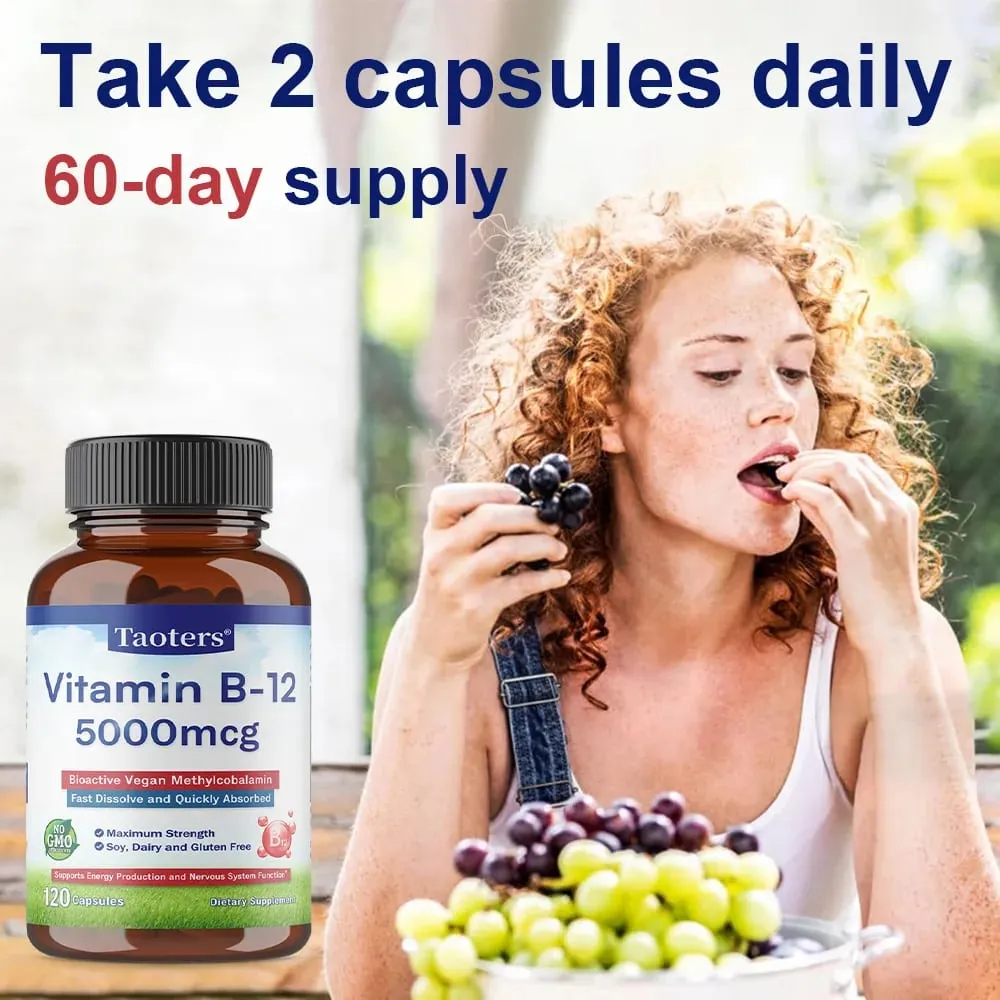 Vitamin B12 Capsules 5000 Mcg Bioactive Vegan Methylcobalamin Supports Energy Production and Nervous System Function — image 6