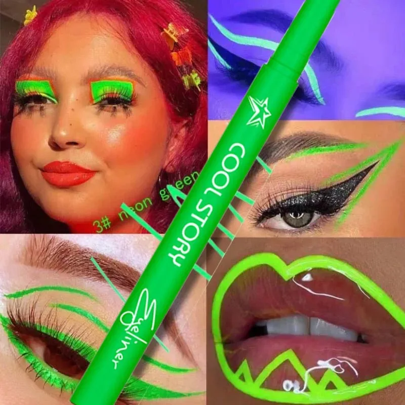 12-farbiger UV-fluoreszierender Eyeliner-Gelstift, wasserdicht, schnell trocknend, neonfarbener bunter Eyeliner, Weiß, Blau, Lila, Musik, Party, Augen-Make-up