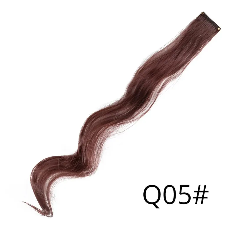 Leeons Clip In One Pieces Hair Extensions Straight Ombre Purple Blue Pink Extension Hair Women Synthetic False Fake Hair