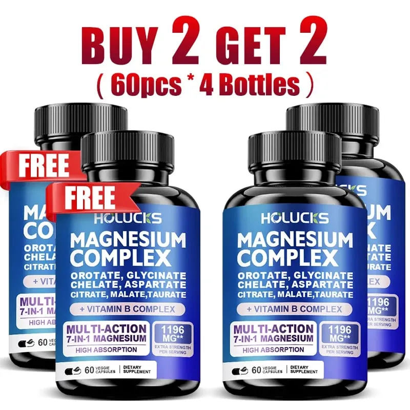 Magnesium Complex Capsules with Vitamin B6 Support Sleep Bone Heart Health Stress Relief Muscle Strong Nerves Metabolism