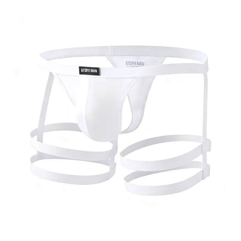 Men's Jockstrap Briefs Suspender Underwear Breathable Thong Briefs U Convex Pouch Elastic Low Rise Underpants