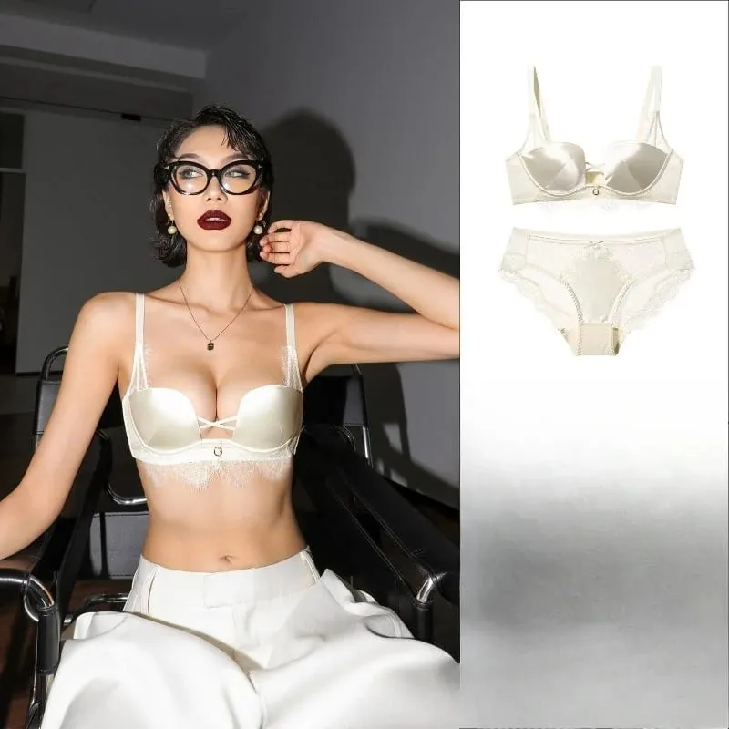 Tendance Ensemble Lingerie Léopard Dentelle Style Français Soutien-Gorge Push Up Petit Poitrine Anti Affaissement Toutes Tailles — image 5