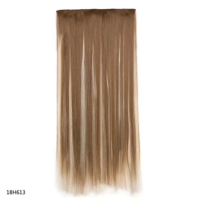 Long Straight Hair Clip In Hair Extension 5-Clips One Piece Natural Looking Synthetic Hairpiece for Women Ladies Daily Use