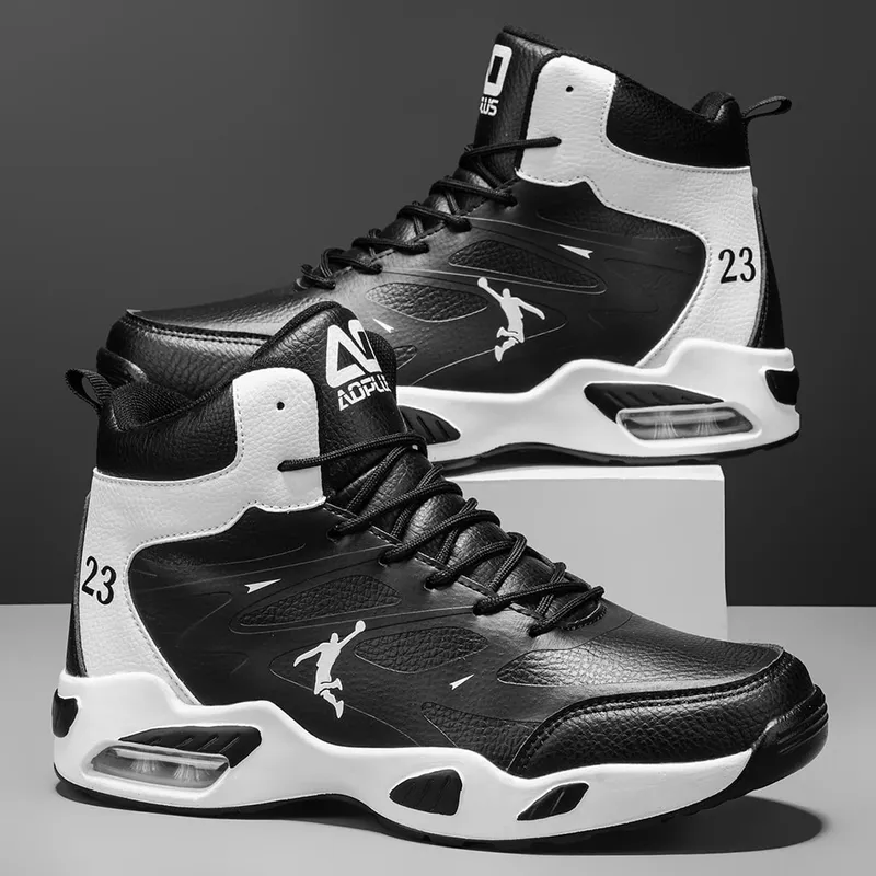 Men's High-Top Basketball Shoes Fashion Air Cushioning Comfortable Non-Slip Breathable Shock-Absorbing Outdoor Activities Sneake