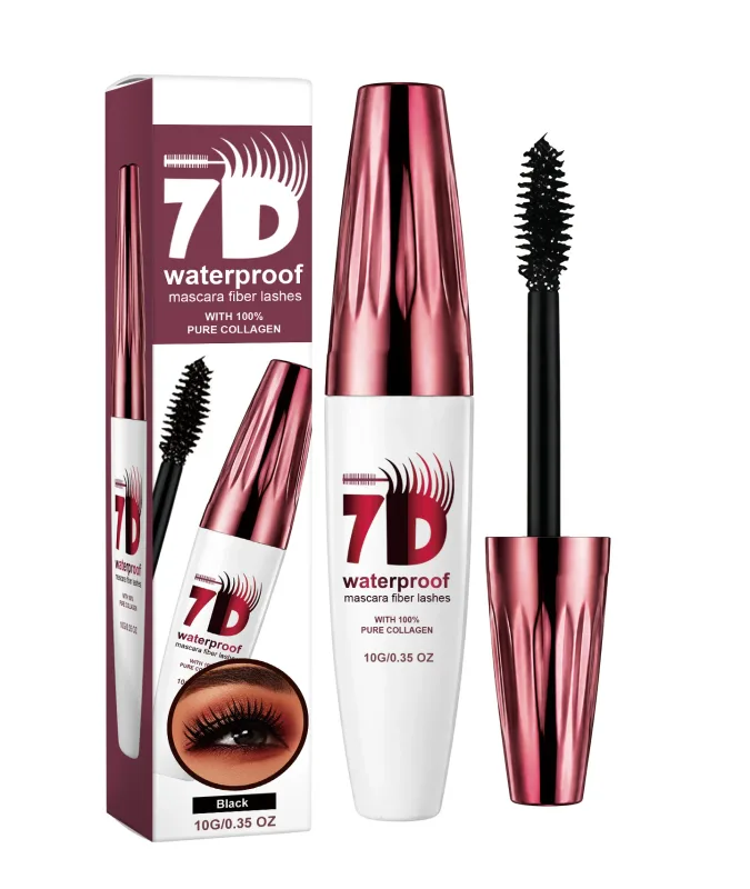 7D Volumizing Mascara Waterproof Natural Soft Smooth Lightweight Long Lasting Smudge-Proof Eye Makeup Black