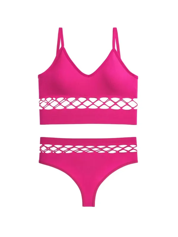 Thin Hollow Out Lingerie Set for Women Wireless Small Bust Push Up Bra Plus Size Breathable Sports Camisole Vest