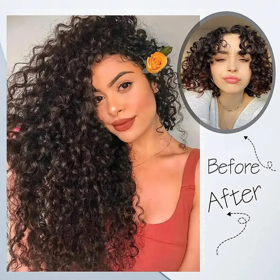 26'' Synthetic Jerry Curly Hair Extensions Double Weft Clip-In Full Head 6PCS/Set Organic Ice Silk Hairpiece Black/Brown 160g