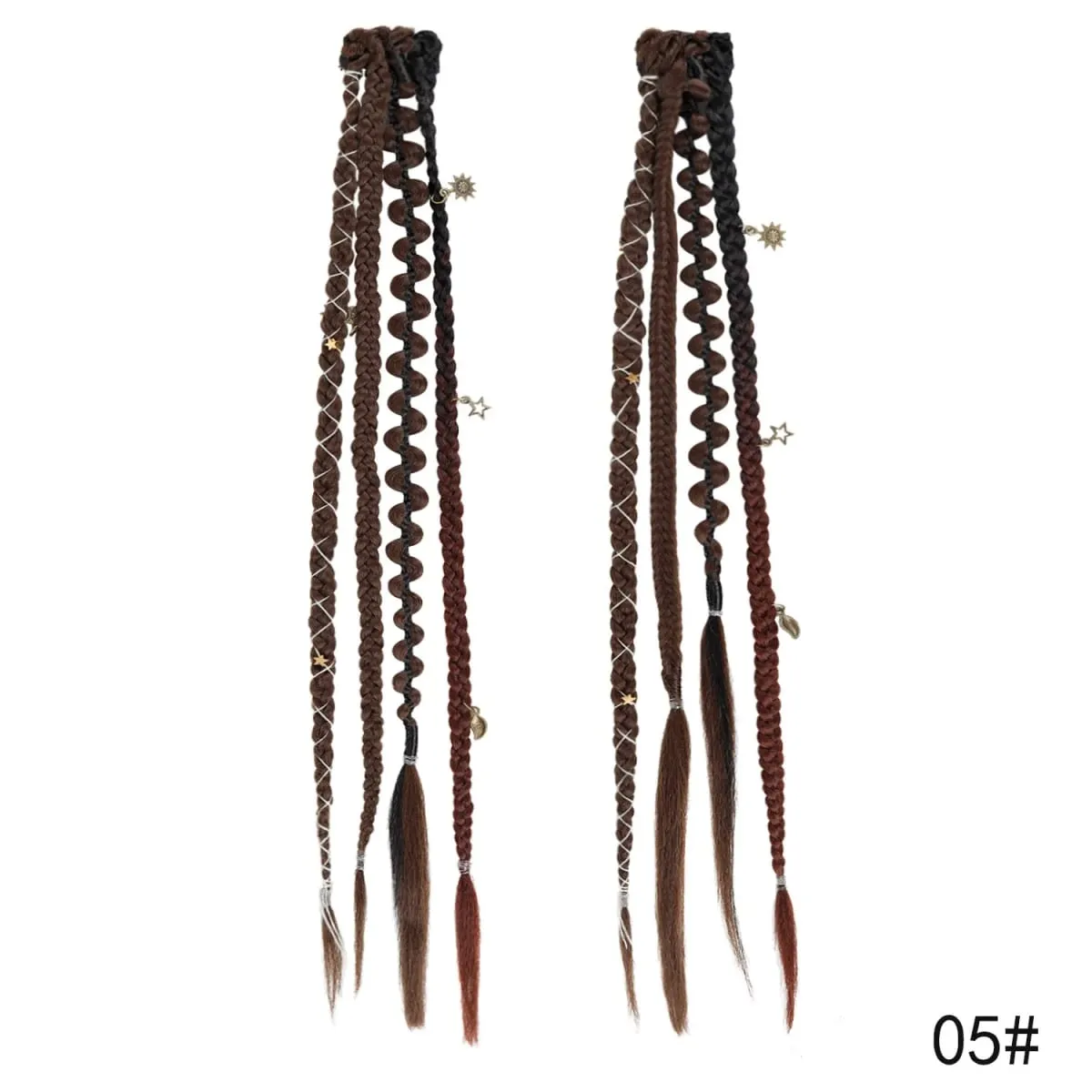 Clip in Braided Hair Extensions for Women Boho Dreadlock Clip in Braids with Beads 2pcs Handmade Synthetic Braided Hairpieces — image 12