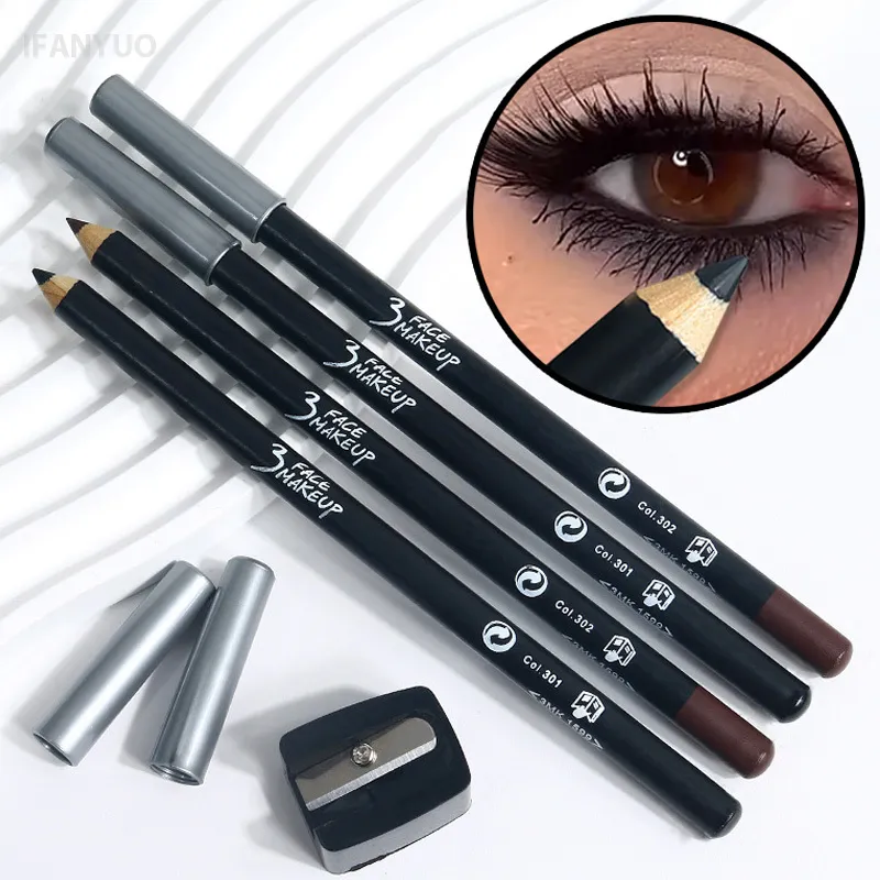 1/12 stk. vandtæt sort brun eyeliner blyanter-snavsfri, langtidsholdbar begyndervenlig glat højpigmenteret punk øjenmakeup — image 2