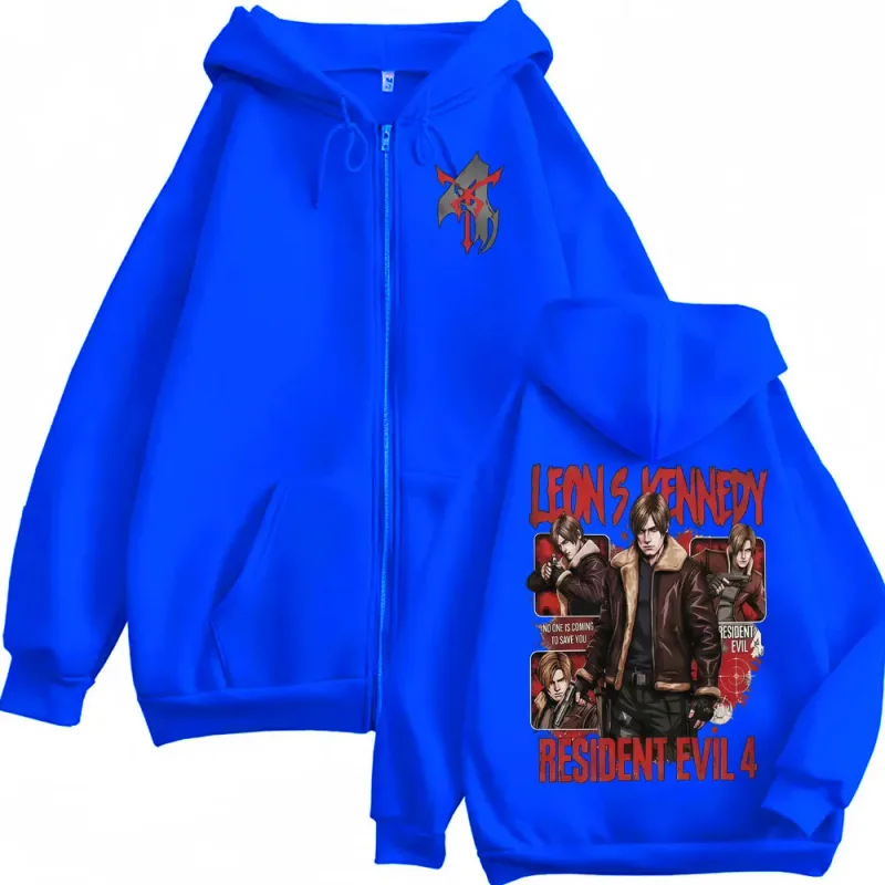 Leon Kennedy Zip Up Hoodie Resident Evil Requiemm Gamer Gift Zipper Hoodies Men's Women Fashion Harajuku Jacket Sweatshirt Coats
