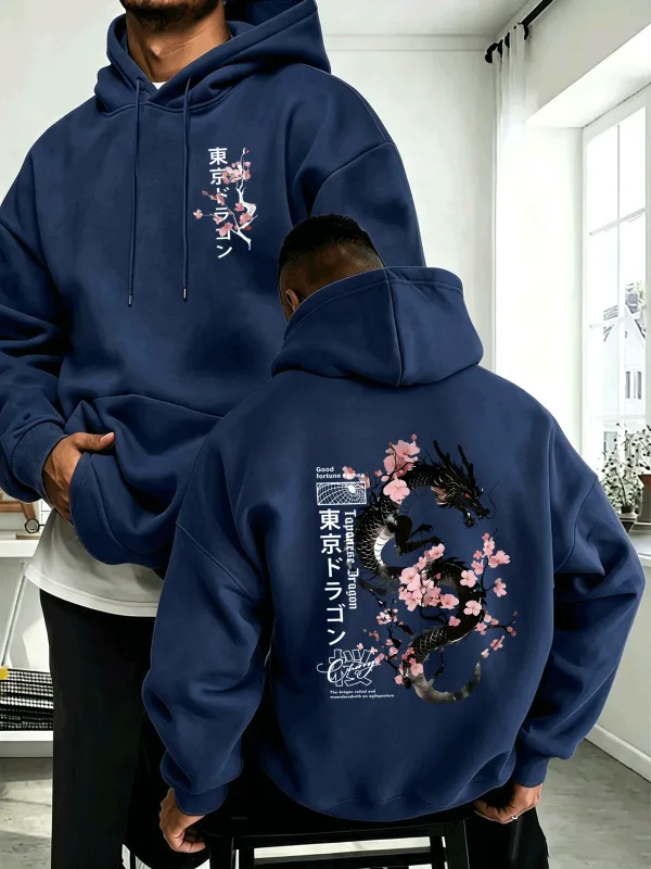 Japanese Tokyo Sword Cherry Blossom Printing Men'S Hoody Autumn Loose Hoodies Casual Fleece Sportswear Comfortable Pullovers
