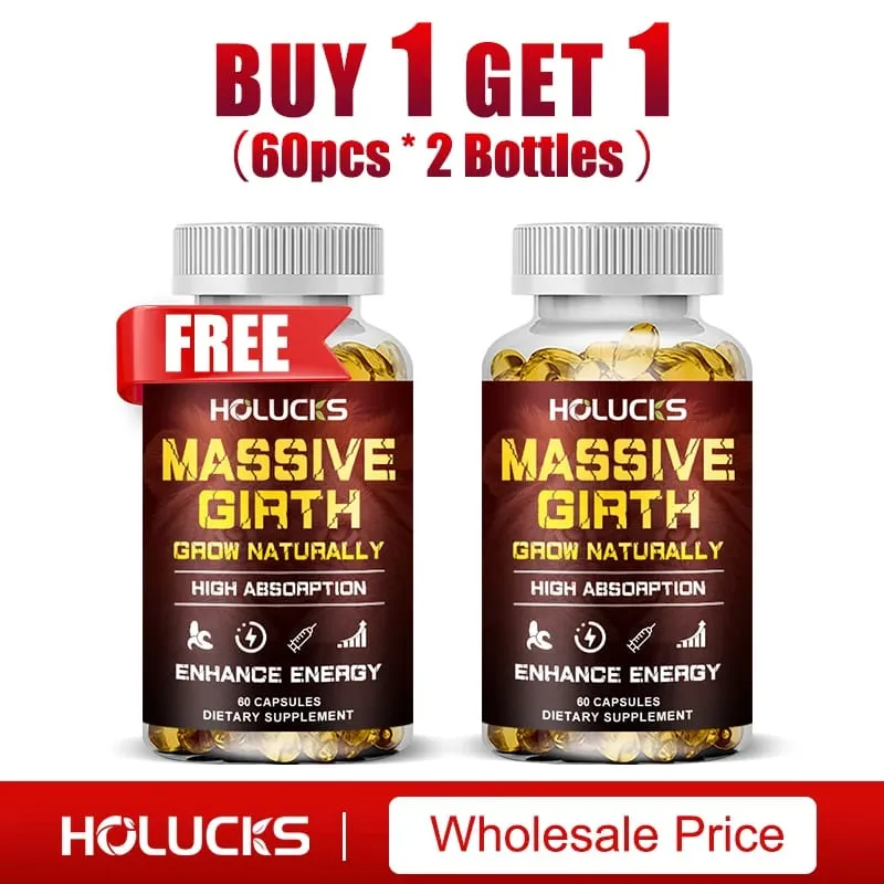 Massive Girth Capsules for Men Testosterone Booster Hormone Support Muscle Growth & Strength Size Enhancement Supplement